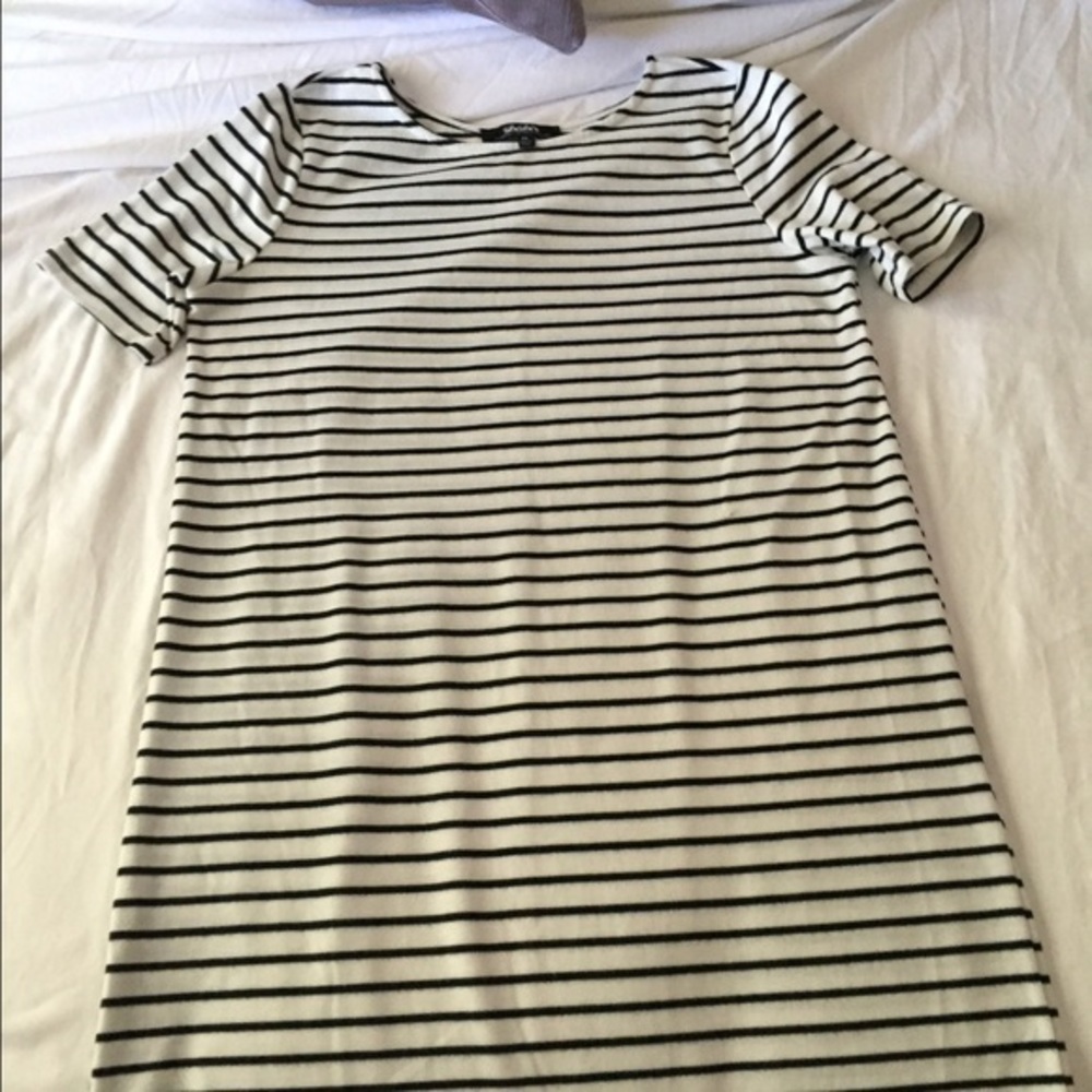 Lulus law bender black and ivory striped dress